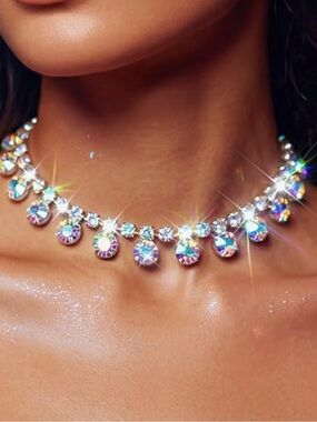 Crystal chain sparkly Rhinestone choker necklace y2k 90’s sexy Ariana grande
